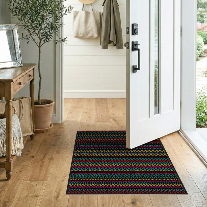 Multi-Color Wave Pattern Area Rug