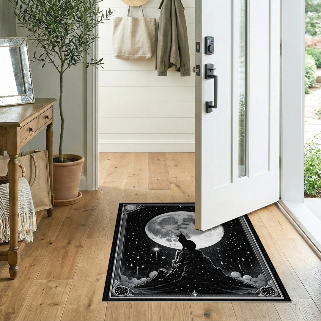 Moonlit Cat Silhouette Area Rug