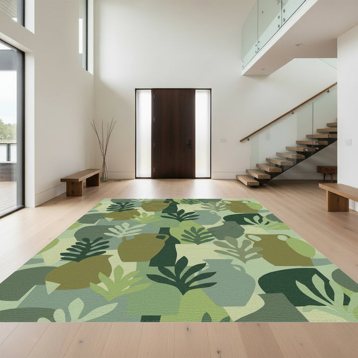 Olive Ceramic Nature Collage Rug