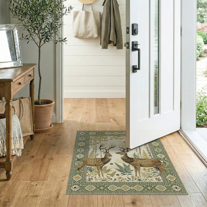 Rustic Forest Deer Area Rug