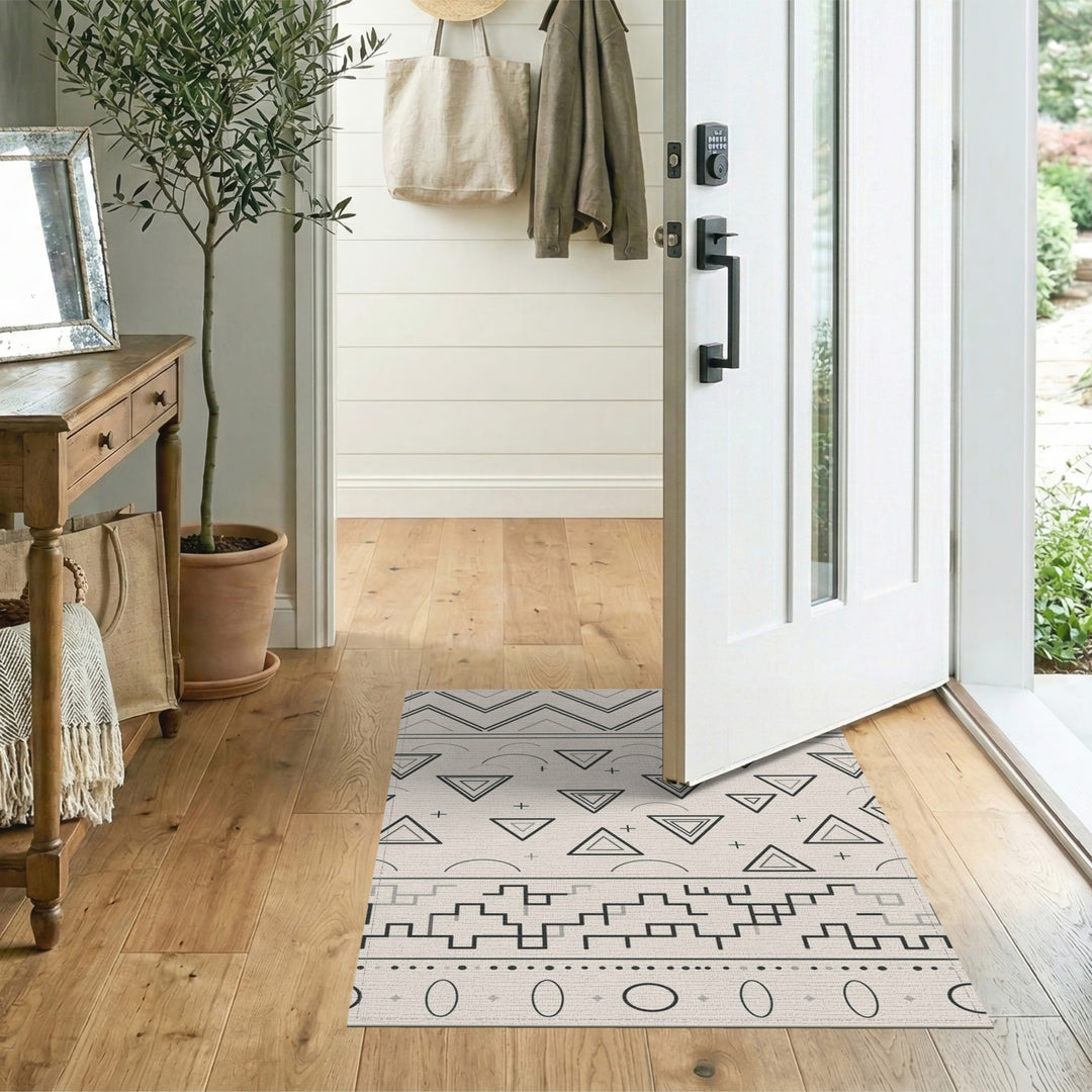 Black Geometric Triangle Chevron Area Rug
