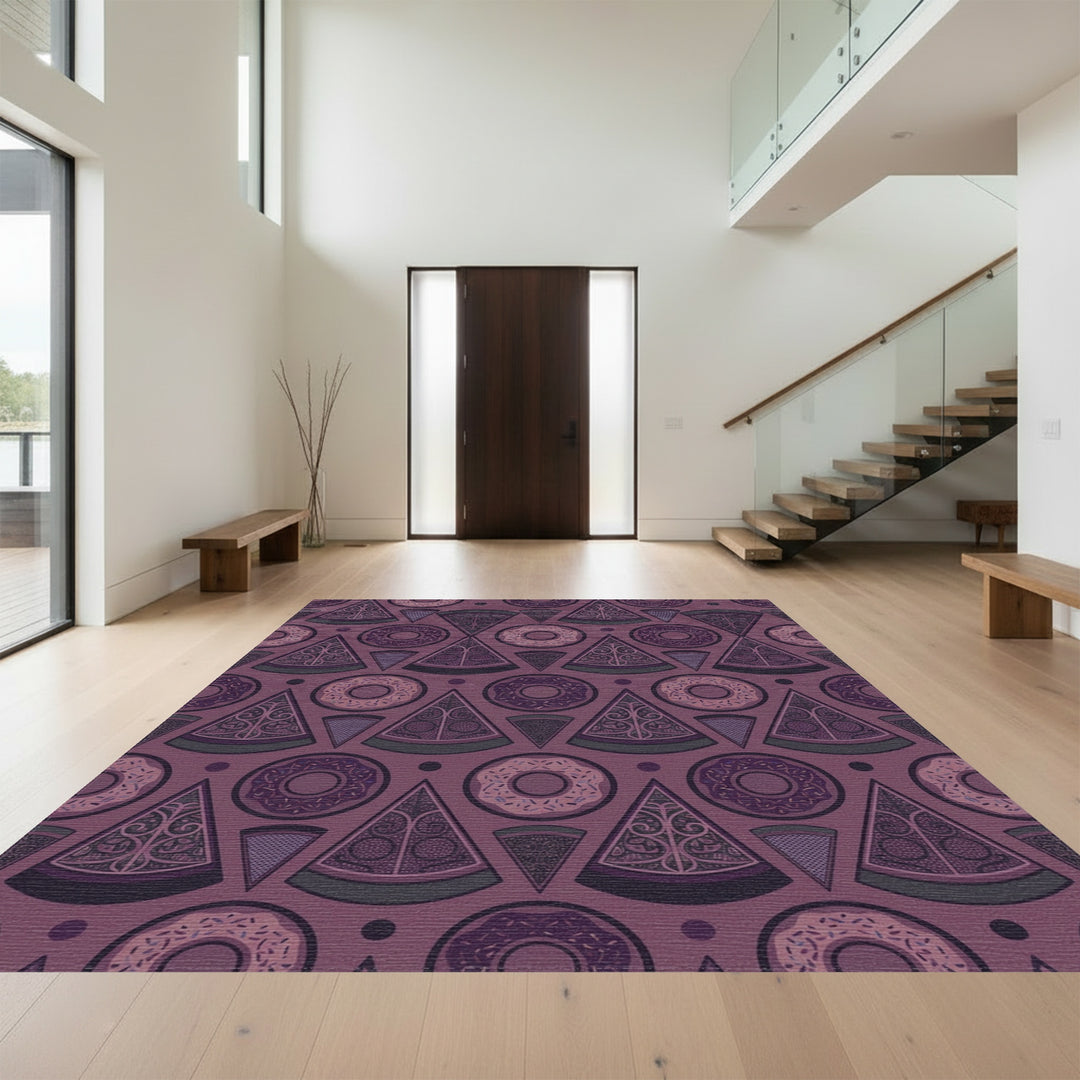 Purple Donut Pizza Slice Seamless Rug
