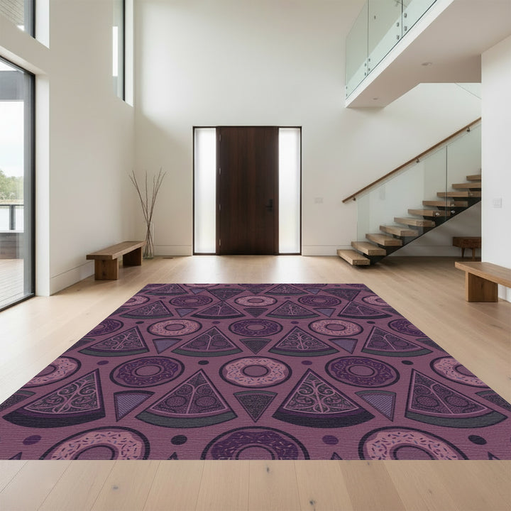 Purple Donut Pizza Slice Seamless Rug