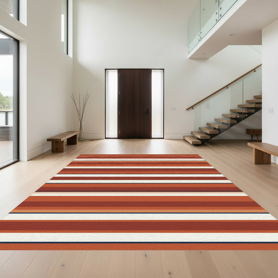 Earthy Terracotta Horizontal Stripe Rug