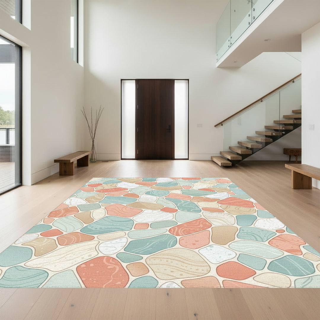 Tumbled Stone Pastel Coastal Mosaic Rug