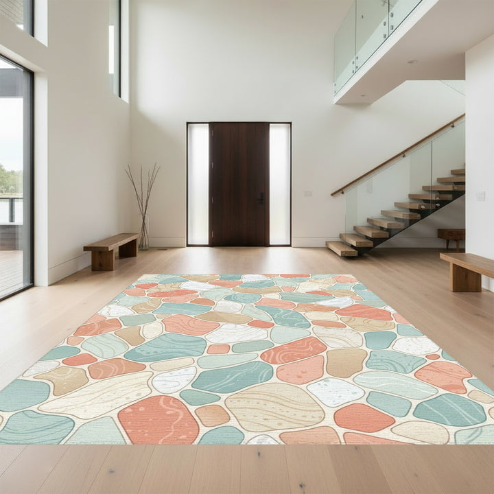 Tumbled Stone Pastel Coastal Mosaic Rug