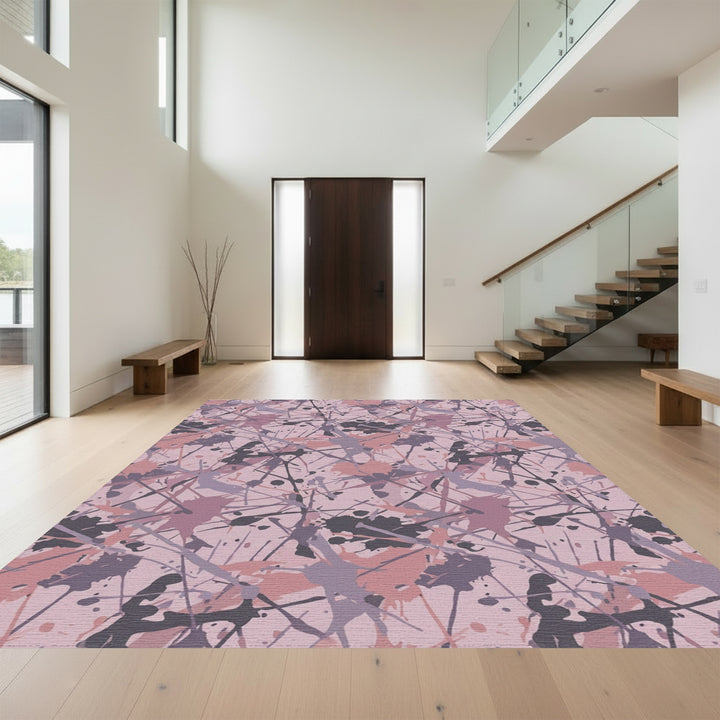 Mauve Gray Splatter Abstract Rug