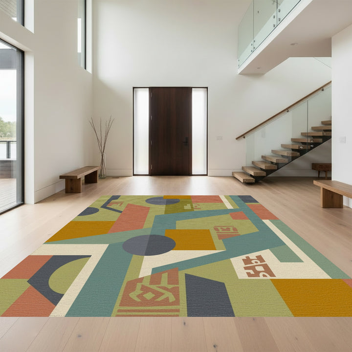 Abstract Geometric Terracotta Circles Rug