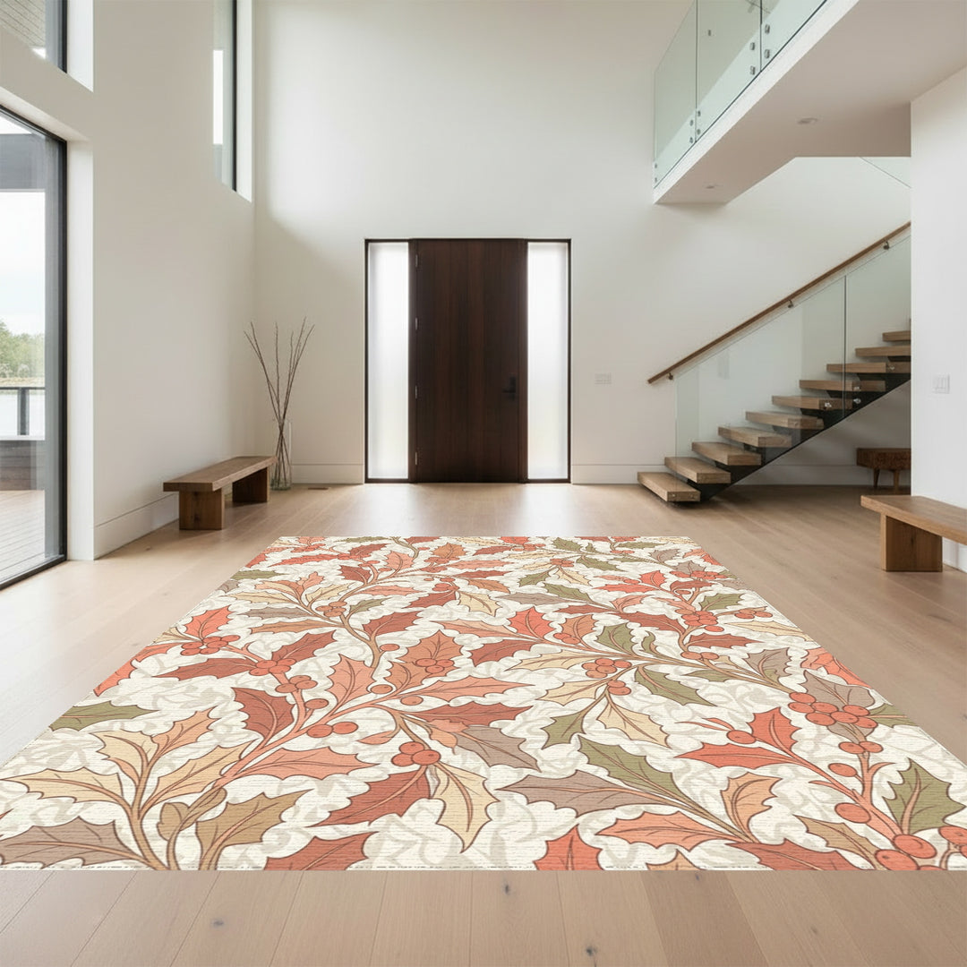 Autumn Berry Holly Botanical Tapestry Rug