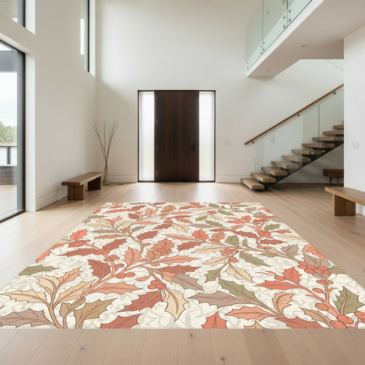 Autumn Berry Holly Botanical Tapestry Rug
