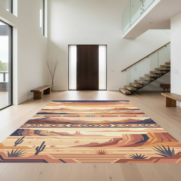 Desert Sky Geometric Horizon Layers Rug