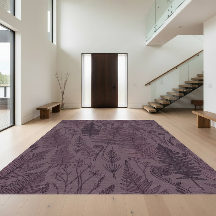 Aubergine Fern Print Woodland Rug
