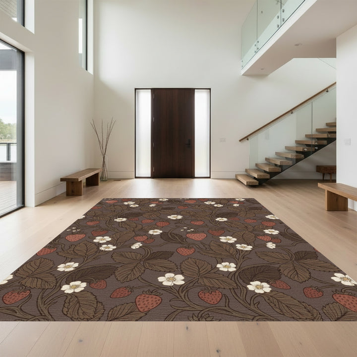 Brown Strawberry Blossom Vine Rug