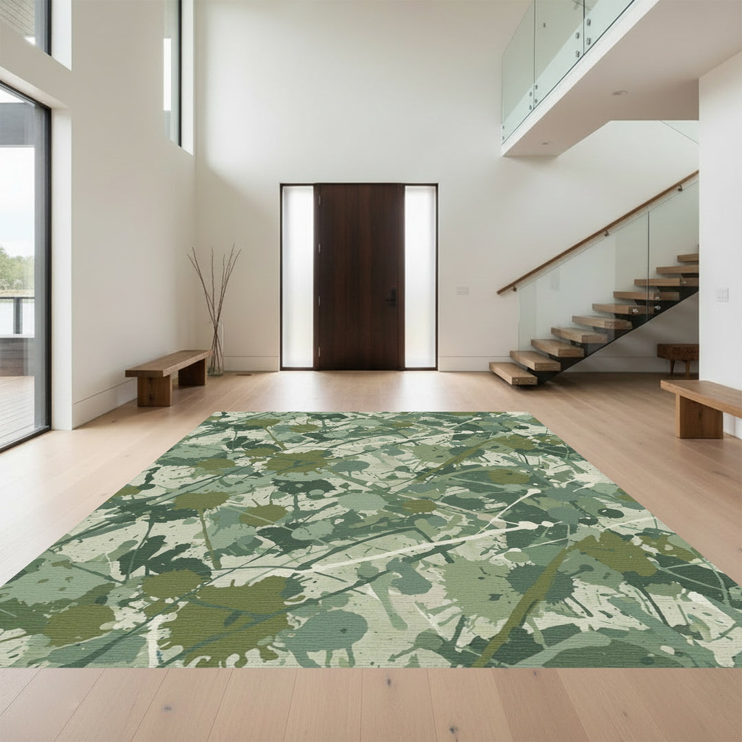 Camouflage Splatter Abstract Brushstrokes Rug