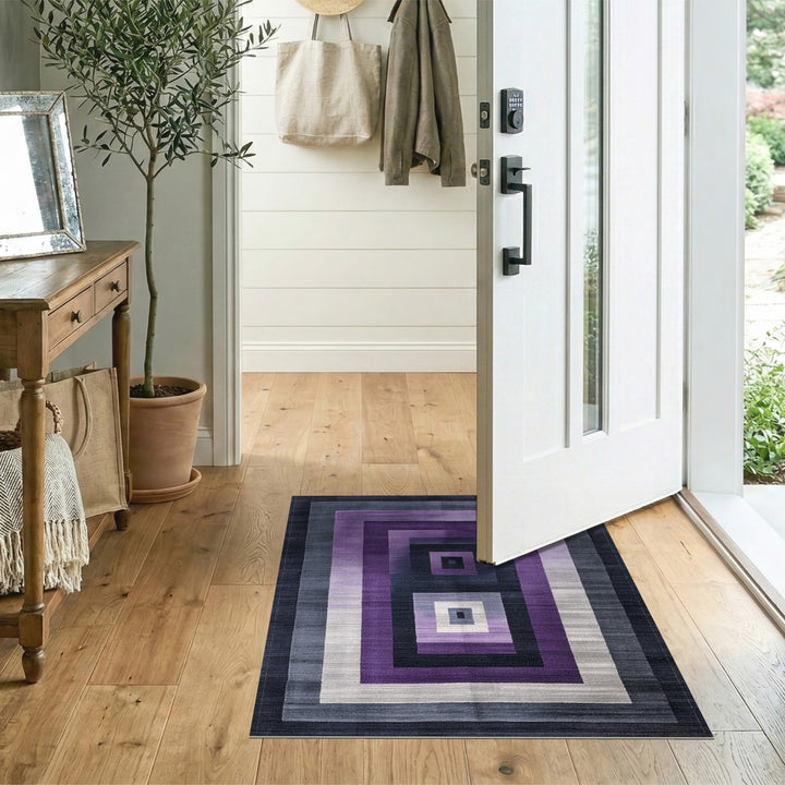 Purple Concentric Geometric Rug