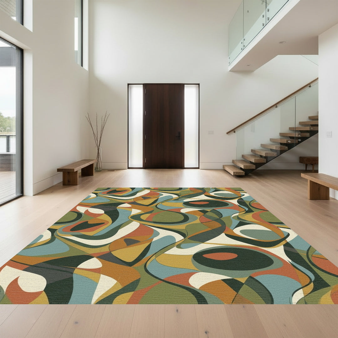 Retro Organic Swirl Abstract Rug