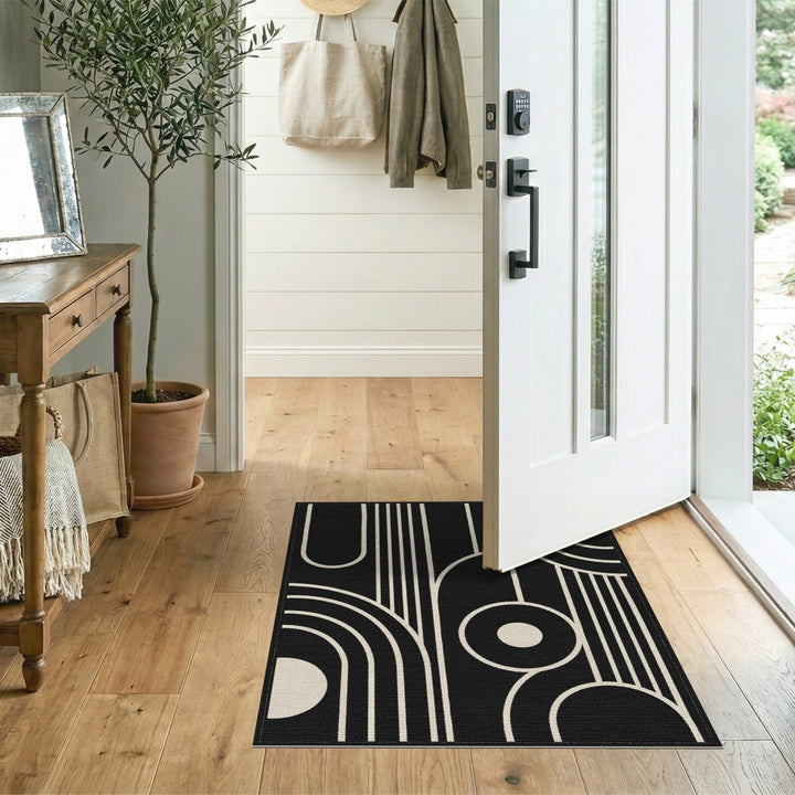 Black White Geometric Modern Area Rug