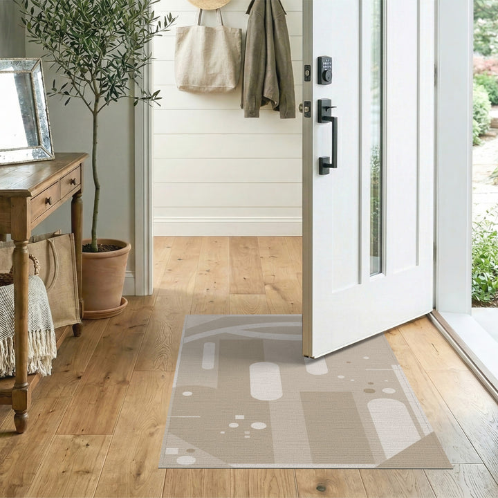 Beige Geometric Modern Area Rug