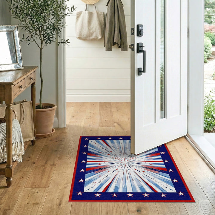 Geometric Modern Patriotic Starburst Area Rug
