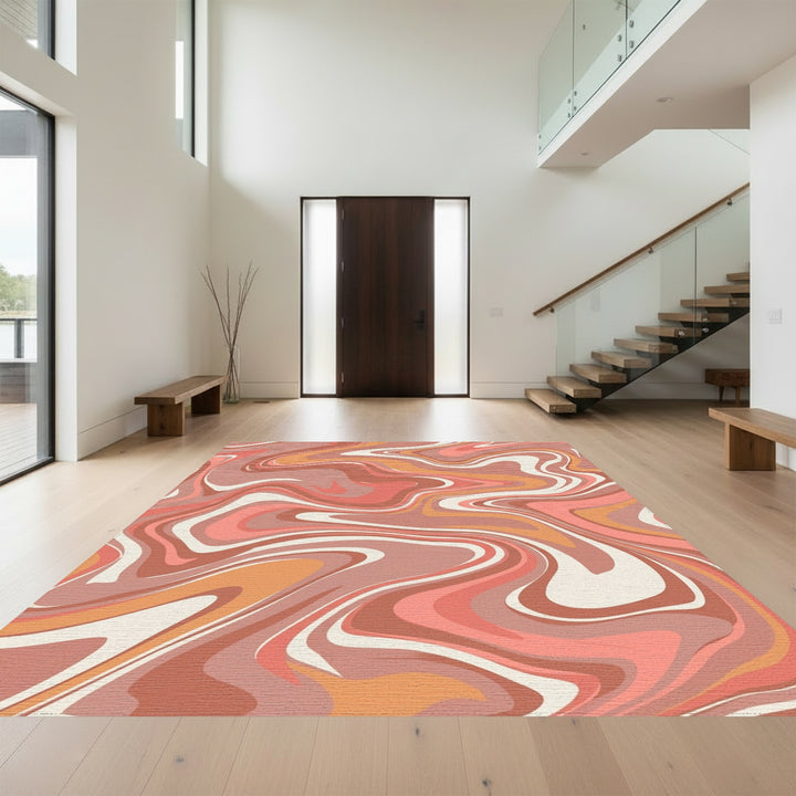 Terracotta Coral Swirl Marble Rug