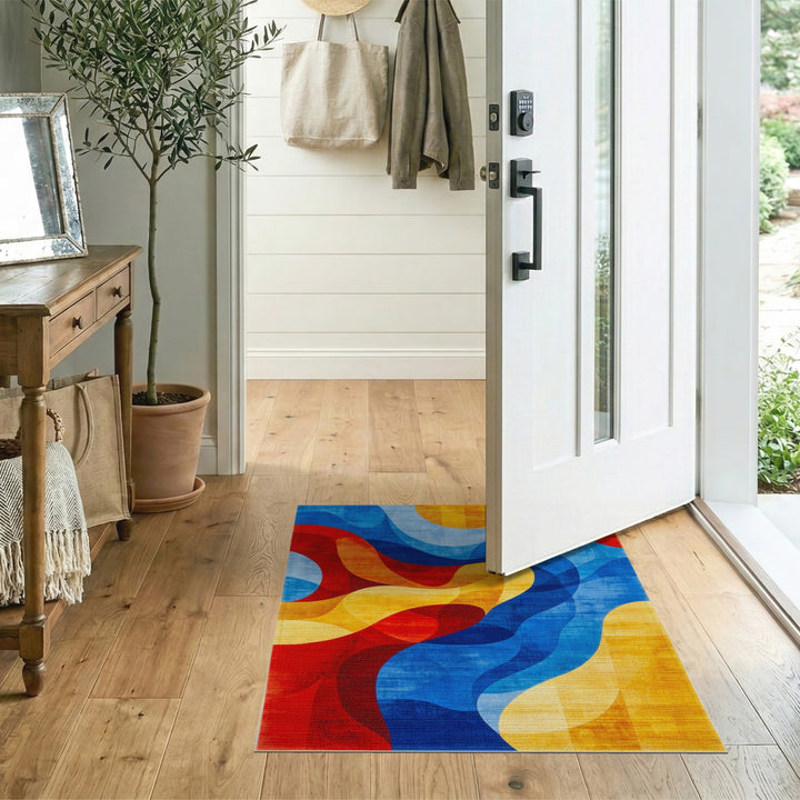 Vivid Wavy Abstract Multi-Color Area Rug