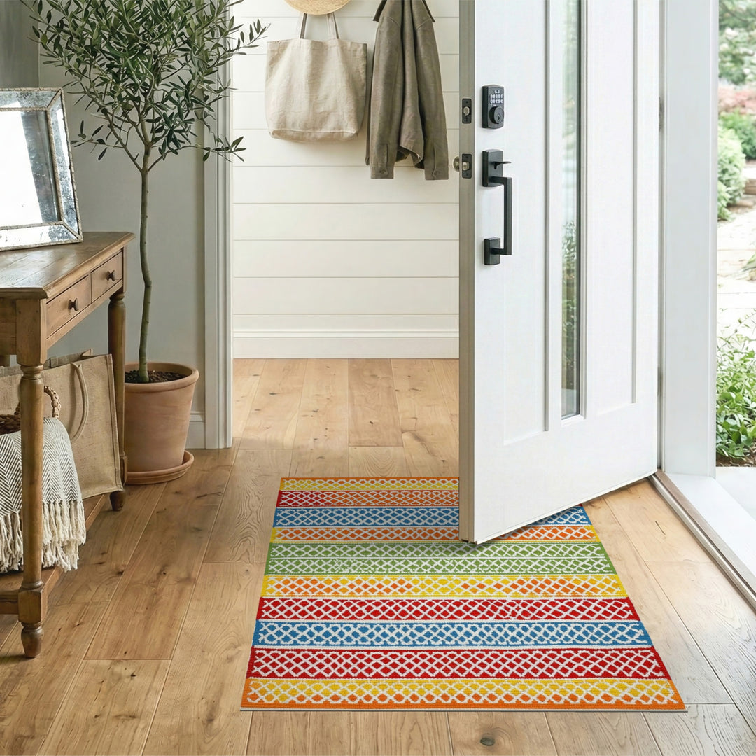 Vibrant Multi-Color Lattice Area Rug