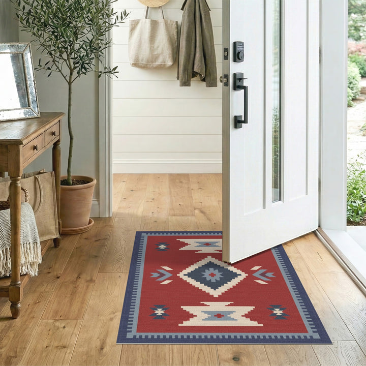 Red Southwestern Geometric Area Rug