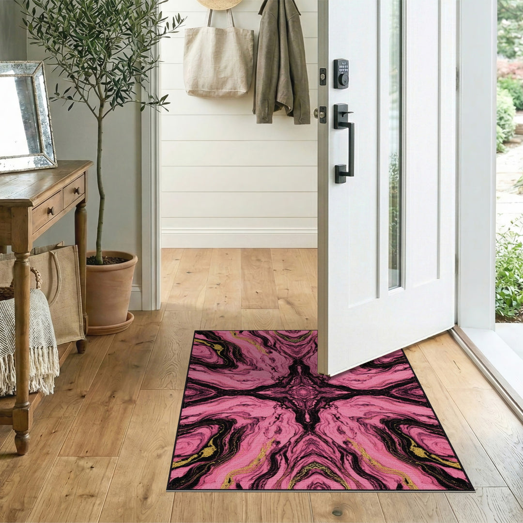 Pink Abstract Area Pink Abstract Marble Area Rug