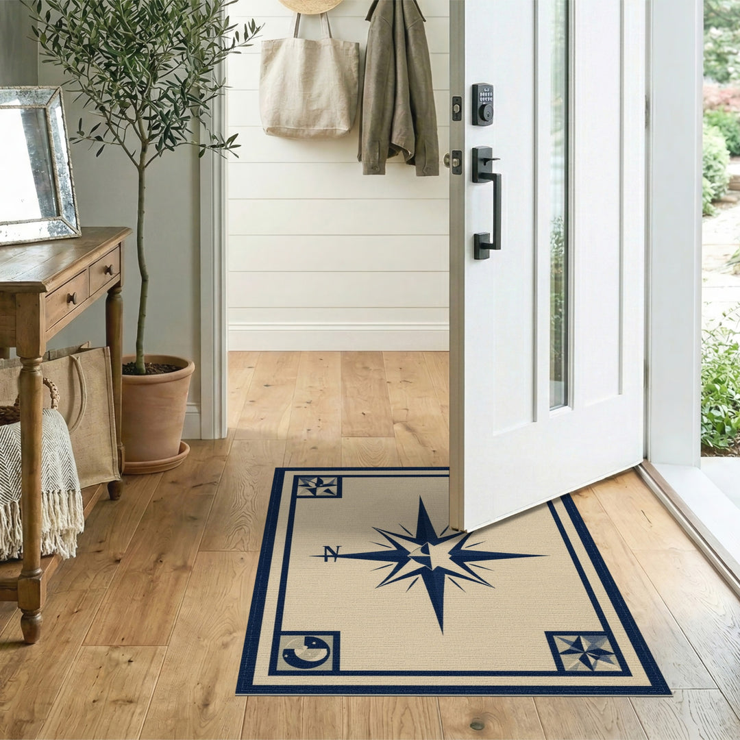 Navy Compass Star Area Rug