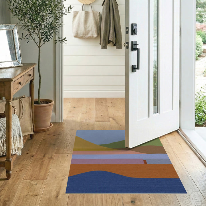 Abstract Landscape Area Rug in Earth Tones