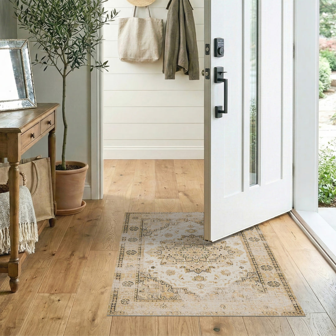 Beige Distressed Persian Area Rug