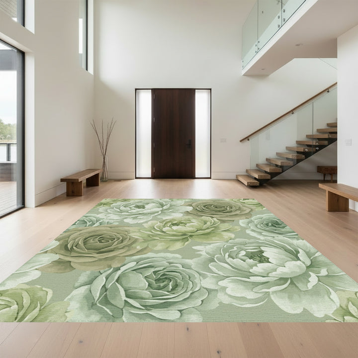 Earthy Tone Floral Garden Arrangement Rug