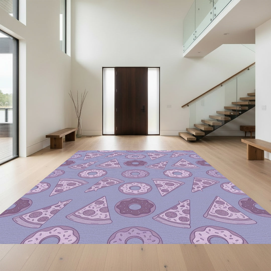 Purple Pizza Donut Repeating Pattern Rug
