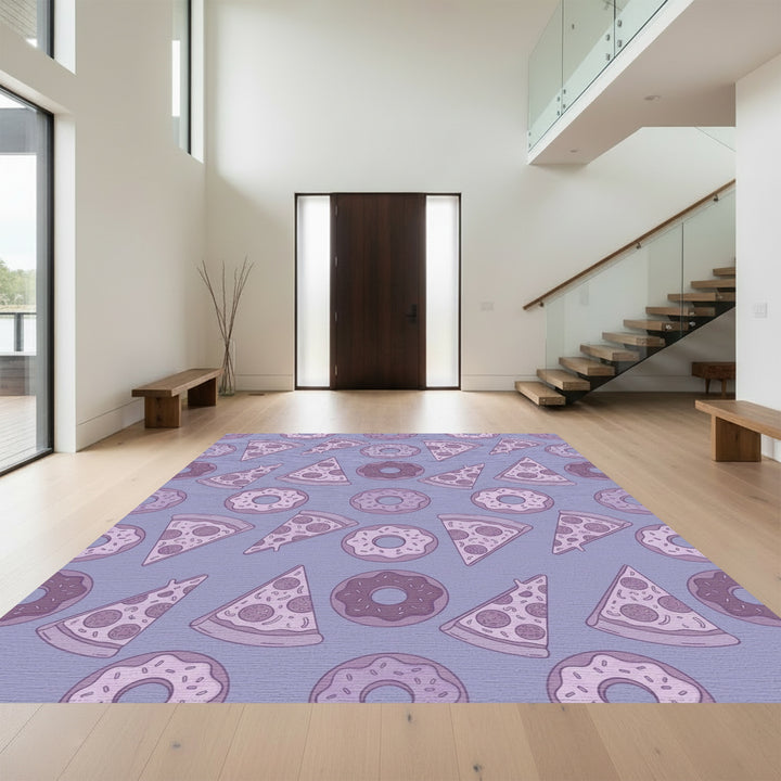 Purple Pizza Donut Repeating Pattern Rug