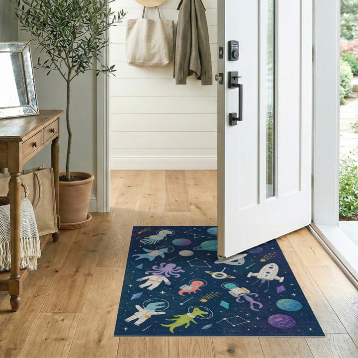 Space Animals Kids Area Rug