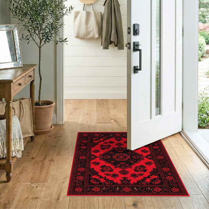 Red Medallion Red Persian Medallion Floral Area Rug