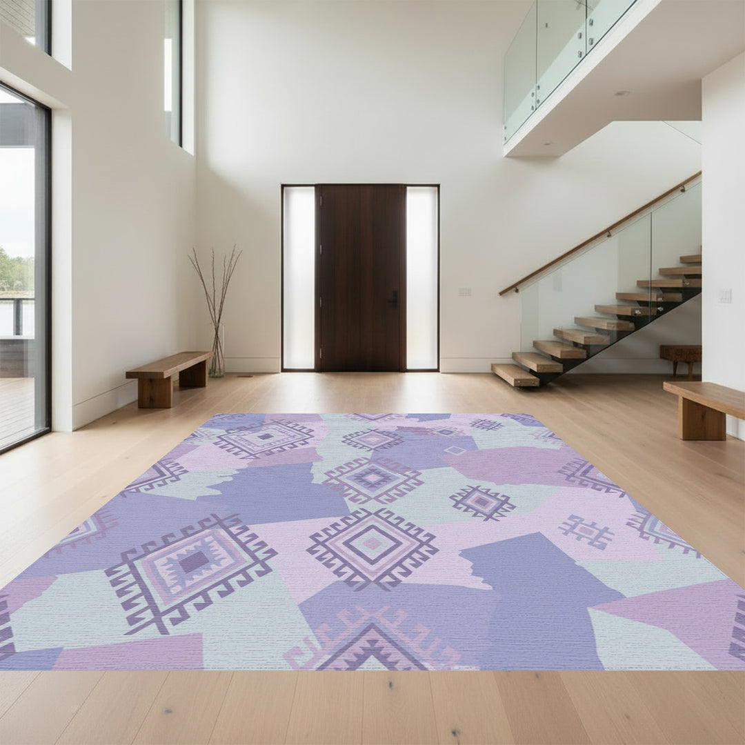 Lavender Diamond Medallion Patchwork Rug