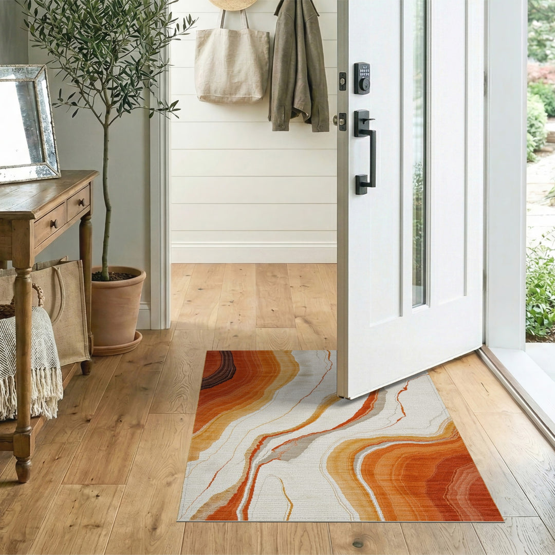 Orange Agate Swirl Area Rug
