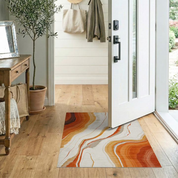 Orange Agate Swirl Area Rug