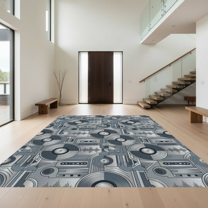 Retro Vintage Cassette Vinyl Soundwave Rug