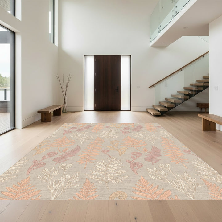 Terracotta Fern Botanical Arrangement Rug