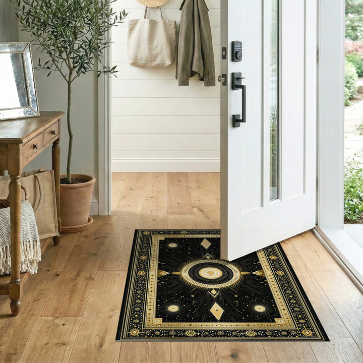 Gold Celestial Geometric Area Rug