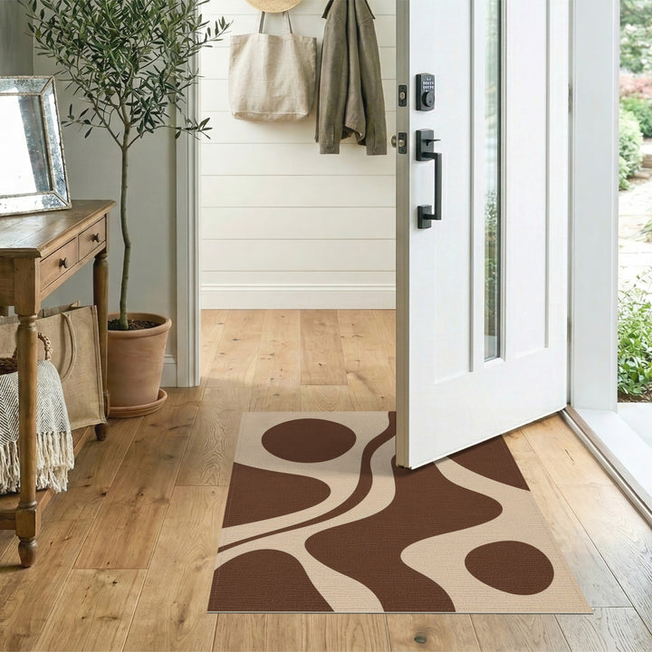Brown and Tan Abstract Brown and Tan Area Rug