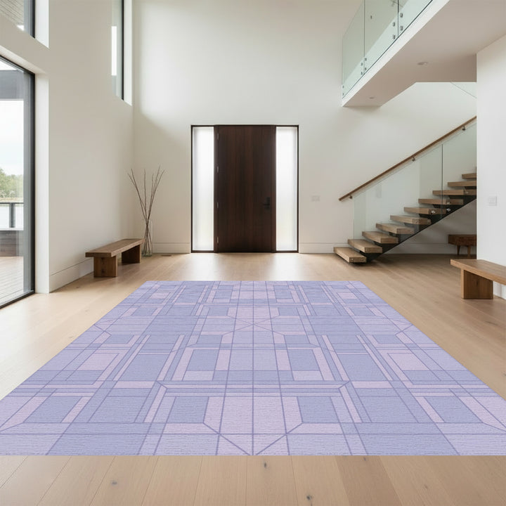 Pale Lavender Geometric Architectural Rug