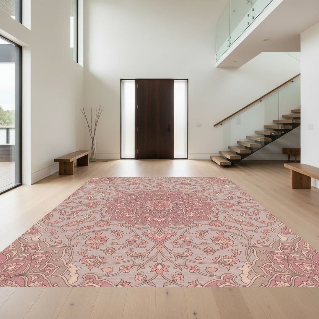Rose Medallion Floral Vine Rug