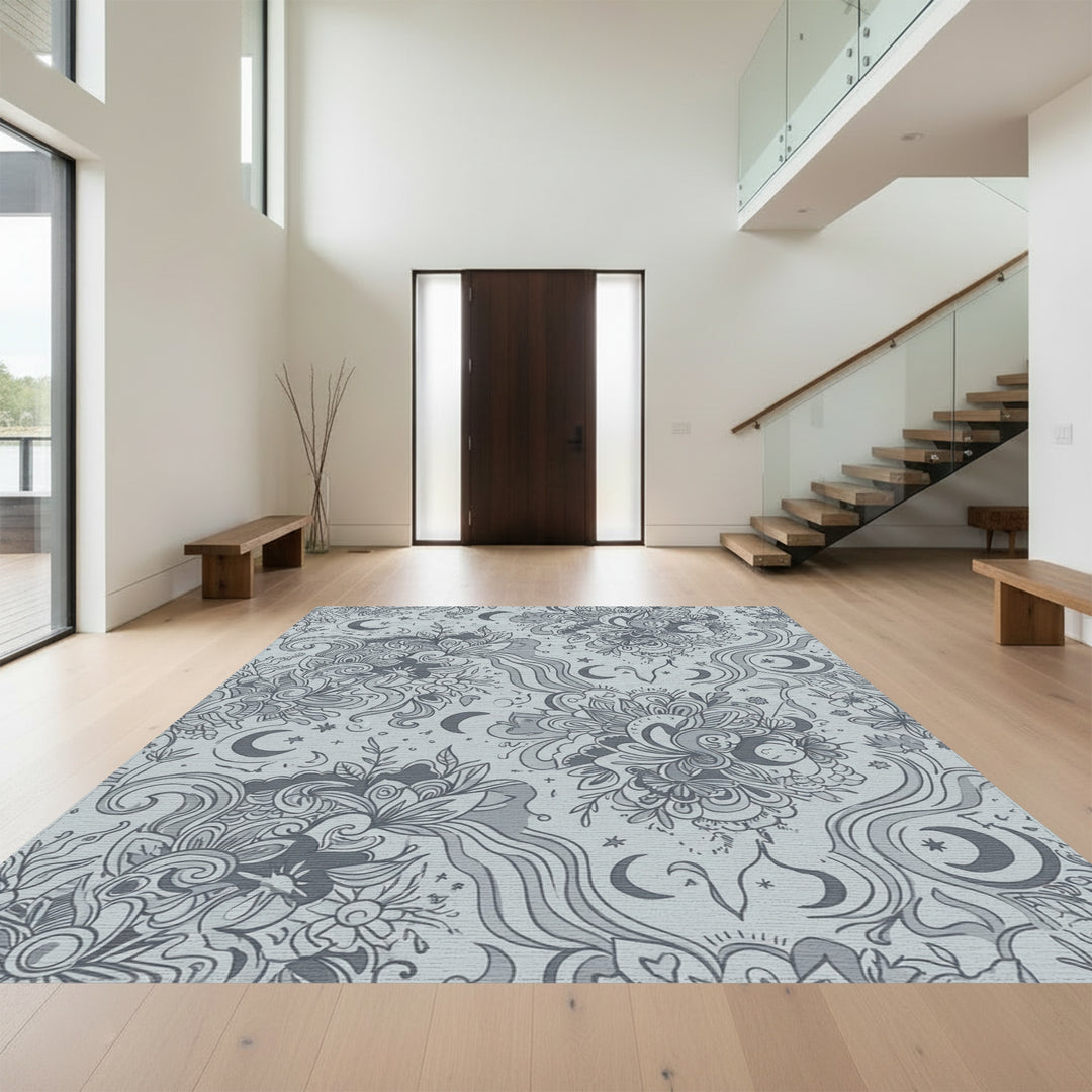 Celestial Moon Floral Swirl Rug
