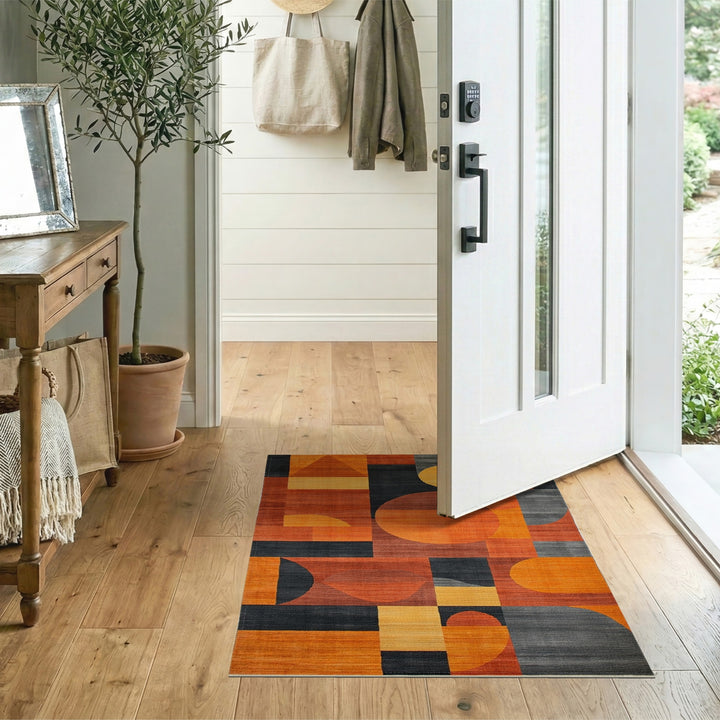 Bold Orange Bold Geometric Orange Area Rug