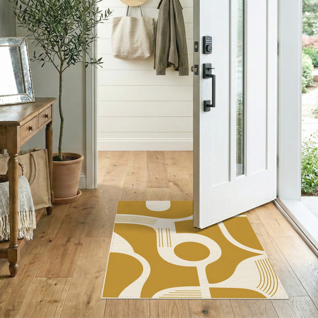 Yellow Abstract Area Rug