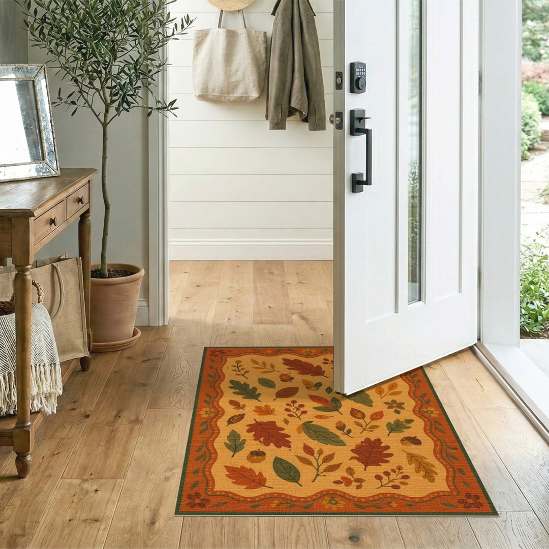 Autumn Leaves Orange Area Rug