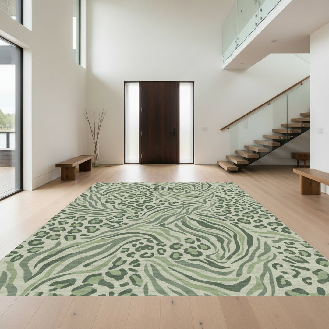 Earthy Green Animal Print Blend Rug